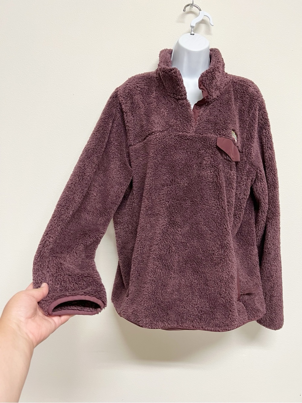 LL Bean Womens Burgandy Hi Pile Ultra Plush Fleece Pullover Size XL - Picture 2 of 10